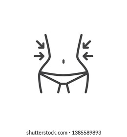 Diet control line icon. Slim female body linear style sign for mobile concept and web design. Weight loss outline vector icon. Symbol, logo illustration. Pixel perfect vector graphics