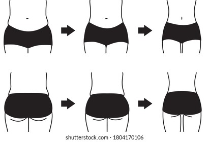 Diet developmental illustration
(Waist and hip)
Monochrome line drawing