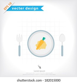 Diet dish with single carrot, diet concept