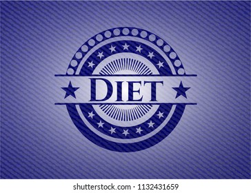 Diet emblem with denim high quality background