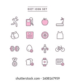 DIET AND FITNESS ICON SET