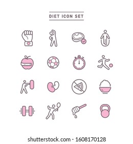 DIET AND FITNESS ICON SET