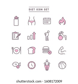 DIET AND FITNESS ICON SET