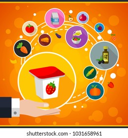 Diet flat icon concept. Vector illustration. Element template for design.