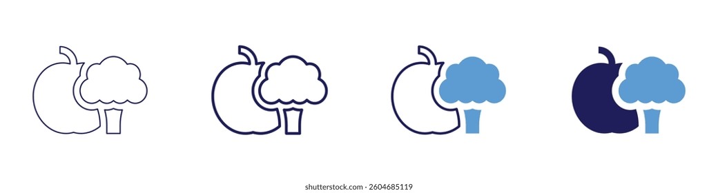 Diet food icon in 4 different styles. Thin Line, Line, Bold Line, Duotone. Duotone style. Editable stroke.