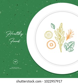 Diet food plate illustration. Weight loss design template. Vector illustration