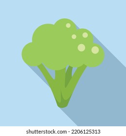 Diet fresh brocoli icon flat vector. Broccoli cabbage. Food vegetable