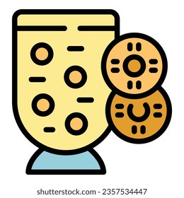 Vector de contorno de icono de fruta dietética. La comida fresca. Plano de color jugoso natural