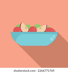 Diet fruit salad icon flat vector. Fresh food. Mix menu