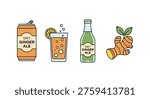 Diet Ginger Ale Line art soft artistic abstract illustration