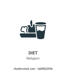 Diet glyph icon vector on white background. Flat vector diet icon symbol sign from modern religion collection for mobile concept and web apps design.