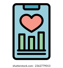 Diet graph icon outline vector. Run program. Counter care color flat