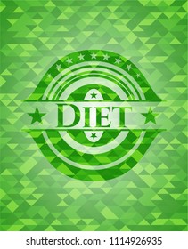  Diet green emblDiet green emblem. Mosaic backgroundem with triangle mosaic background
