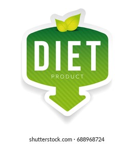 Diet green label with leaves vector