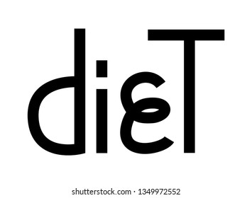 Diet hand drawn inspirational lettering quote postcard, T-shirt design print, logo, template, banner, sticker. Vector illustration