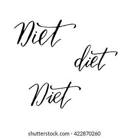 Diet hand lettering vector. Modern calligraphy pen and ink.