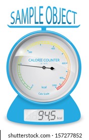 Diet health and beauty. Calorie counter with a scale for the product. Vector Illustration.