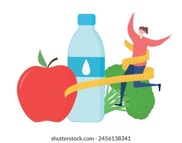 Diet and Healthcare concept, isolated on transparent background, flat design vector illustration, for graphic and web design