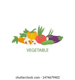 Diet. Healthy eating concept. vegetable food icons isolated on white background.  Daily ration. Proteins, fats, carbohydrates. Vector  illustration
