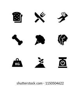 diet icon. 9 diet set with foot, sprout, toast and salad vector icons for web and mobile app