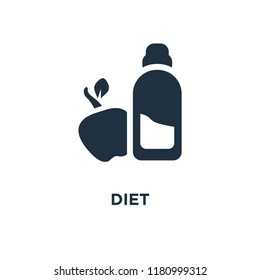Diet icon. Black filled vector illustration. Diet symbol on white background. Can be used in web and mobile.
