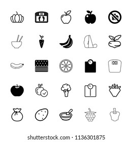 Diet icon. collection of 25 diet filled and outline icons such as apple, no fast food, potato, beet, cauliflower, porridge, sack. editable diet icons for web and mobile.