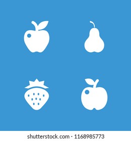 Diet icon. collection of 4 diet filled icons such as strawberry, apple. editable diet icons for web and mobile.