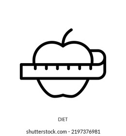 diet icon. Line Art Style Design Isolated On White Background