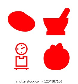 diet icon set about weight, tomato, avocado and potato vector set