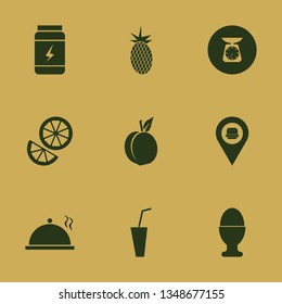 diet icon set with egg cup, fastfood location and whey vector illustration