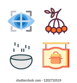 diet icon set. vector set about berry, food, soup and eye tracking icons set.