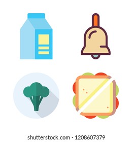 diet icon set. vector set about sandwich, bell, milk and broccoli icons set.