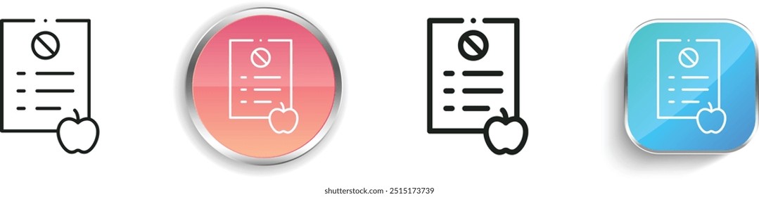 diet icon. Thin Linear, Regular and Button Style Design Isolated On White Background