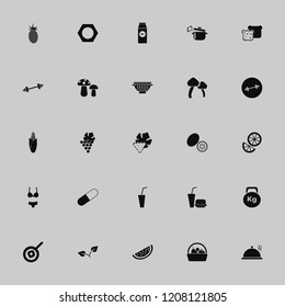 diet icon. diet vector icons set fresh pineapple, woman underwear, soda and mushrooms