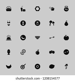diet icon. diet vector icons set lemon, black currant berry, woman underwear and boiled pan