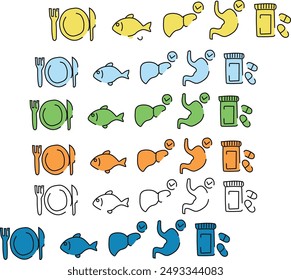 diet icons food icons 5 pcs vector
