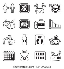 Diet Icons. Line With Fill Design. Vector Illustration.