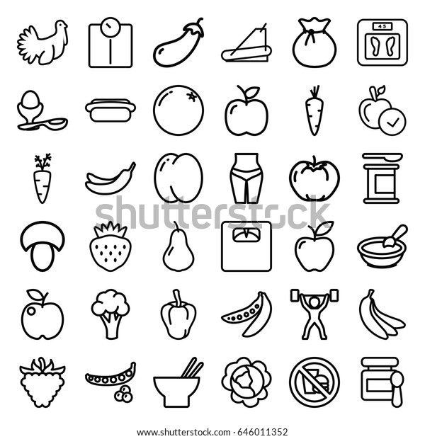 Diet Icons Set Set 36 Diet Stock Vector (Royalty Free) 646011352