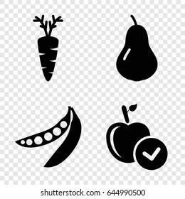 Diet icons set. set of 4 diet filled icons such as pear, apple, carrot