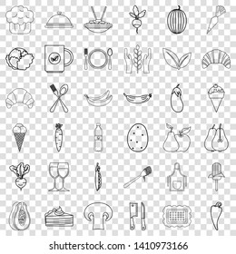 Diet icons set. Outline style of 36 diet vector icons for web for any design