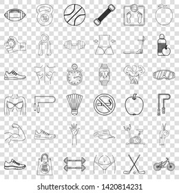 Diet icons set. Outline style of 36 diet vector icons for web for any design