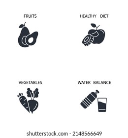 diet icons set  . diet pack symbol vector elements for infographic web