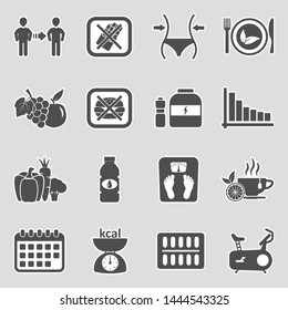 Diet Icons. Sticker Design. Vector Illustration.