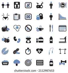 Diet Icons. Two Tone Flat Design. Vector Illustration.