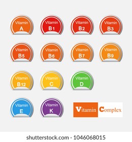 Diet infographic poster. Set of main vitamins. Vector illustration