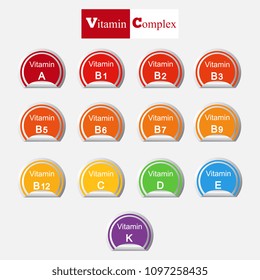 Diet infographic poster. Set of main vitamins. Vector illustration