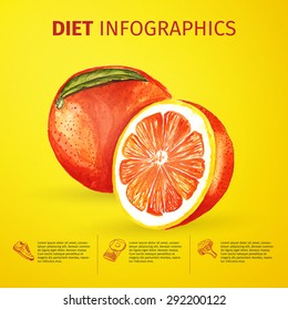 diet infographics. Vector illustration of fruit orange