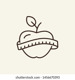 Diet line icon. Apple, measure tape, fitness. Sport concept. Vector illustration can be used for topics like sport, fitness, healthy lifestyle