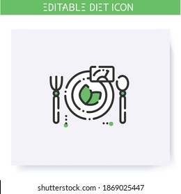 Diet Line Icon. Dietary Nutrition. Calorie Count. Slimming Concept. Serving Size. Diet. Weight Loss. Portion Control. Healthy Eating. Isolated Vector Illustration. Editable Stroke