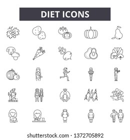 Diet line icons, signs, vector set, outline illustration concept 
